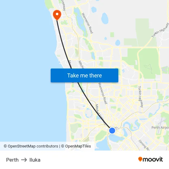 Perth to Iluka map