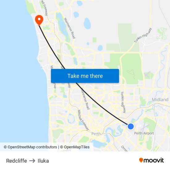 Redcliffe to Iluka map
