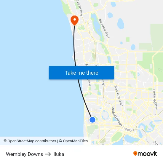 Wembley Downs to Iluka map