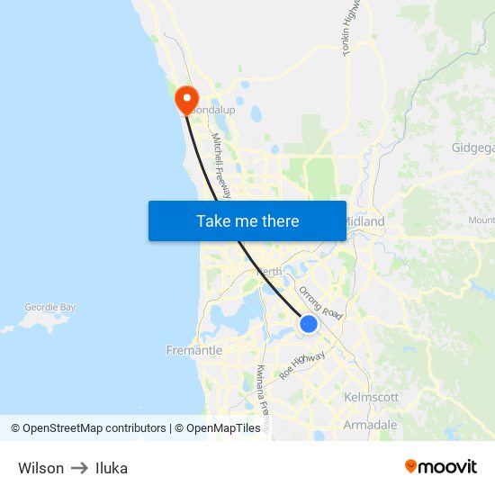 Wilson to Iluka map