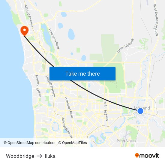 Woodbridge to Iluka map