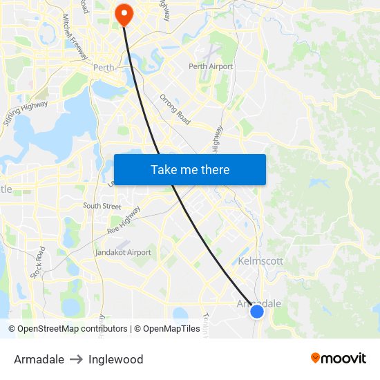 Armadale to Inglewood map