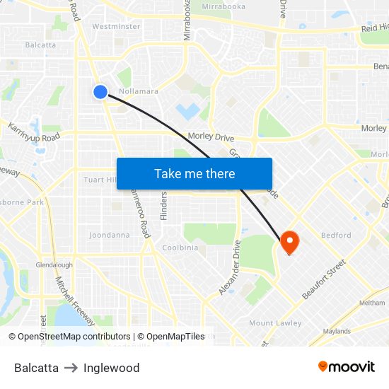 Balcatta to Inglewood map