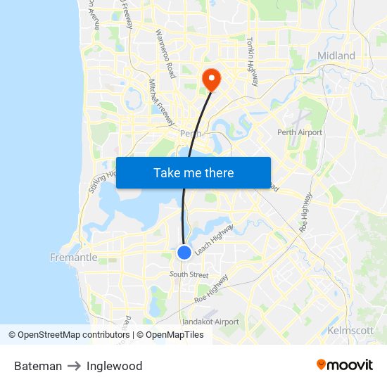 Bateman to Inglewood map