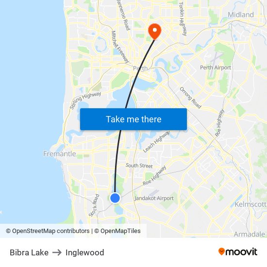 Bibra Lake to Inglewood map