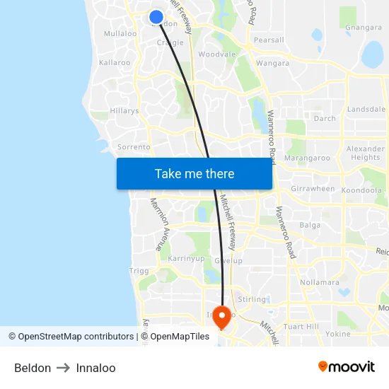 Beldon to Innaloo map