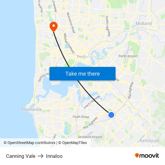 Canning Vale to Innaloo map