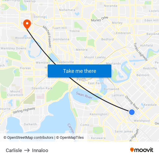 Carlisle to Innaloo map