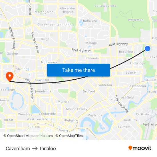 Caversham to Innaloo map