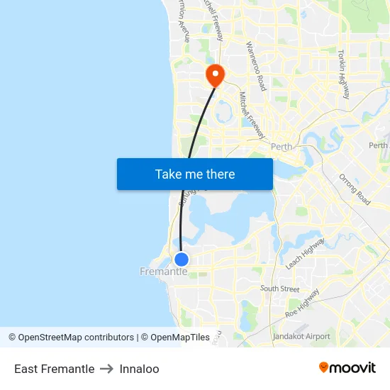 East Fremantle to Innaloo map