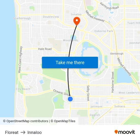Floreat to Innaloo map