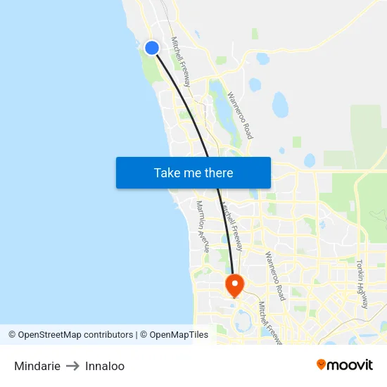 Mindarie to Innaloo map