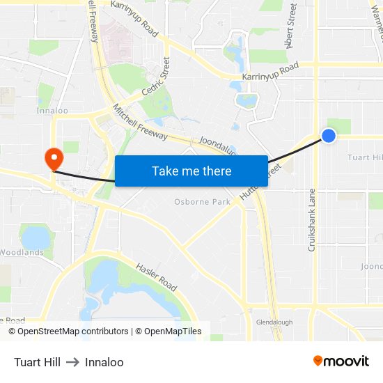Tuart Hill to Innaloo map