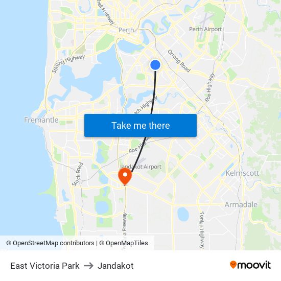 East Victoria Park to Jandakot map