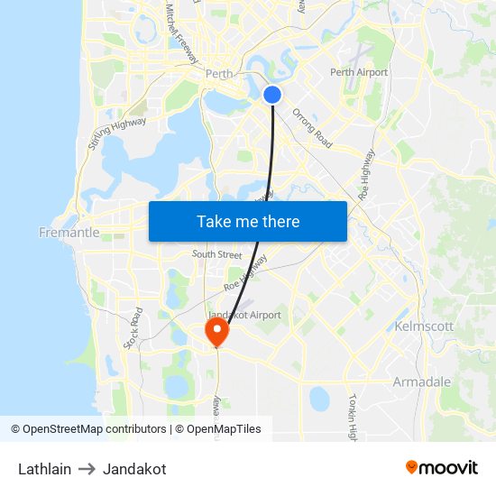 Lathlain to Jandakot map
