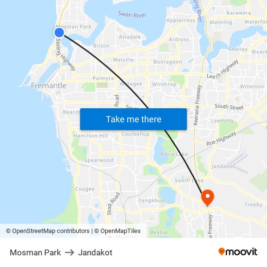 Mosman Park to Jandakot map