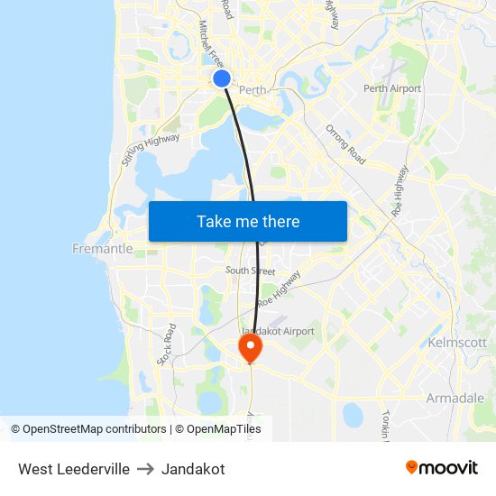 West Leederville to Jandakot map