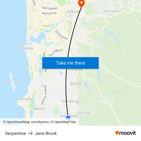 Serpentine to Jane Brook map