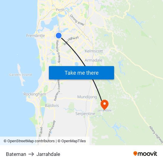 Bateman to Jarrahdale map