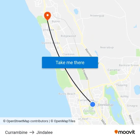 Currambine to Jindalee map