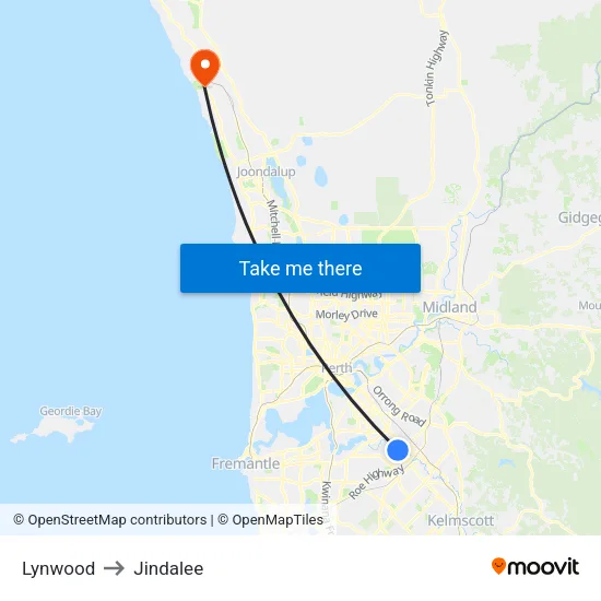 Lynwood to Jindalee map