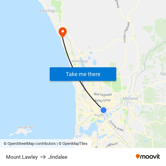 Mount Lawley to Jindalee map