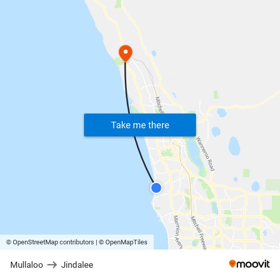 Mullaloo to Jindalee map