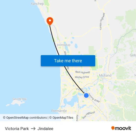 Victoria Park to Jindalee map