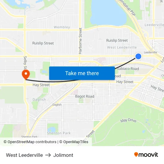 West Leederville to Jolimont map