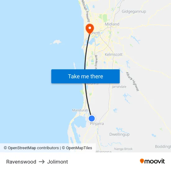 Ravenswood to Jolimont map