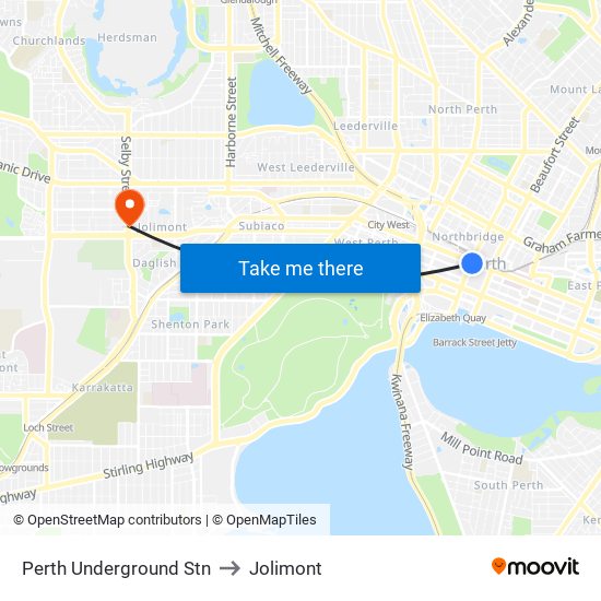 Perth Underground Stn to Jolimont map