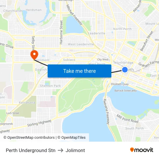 Perth Underground Stn to Jolimont map