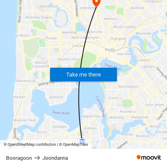 Booragoon to Joondanna map