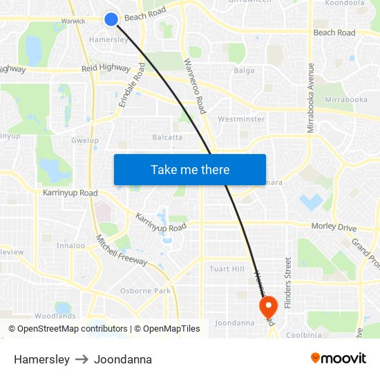 Hamersley to Joondanna map