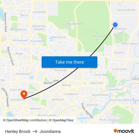 Henley Brook to Joondanna map