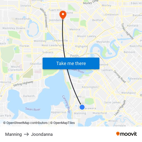 Manning to Joondanna map