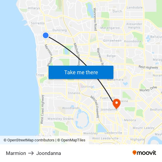 Marmion to Joondanna map