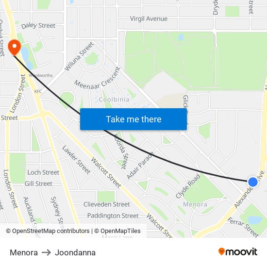 Menora to Joondanna map