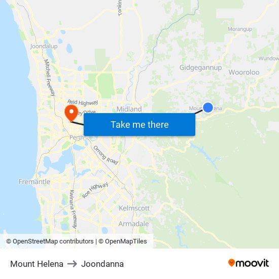 Mount Helena to Joondanna map