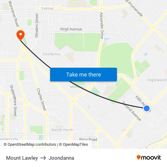 Mount Lawley to Joondanna map