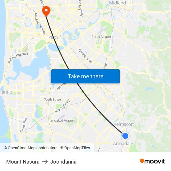 Mount Nasura to Joondanna map