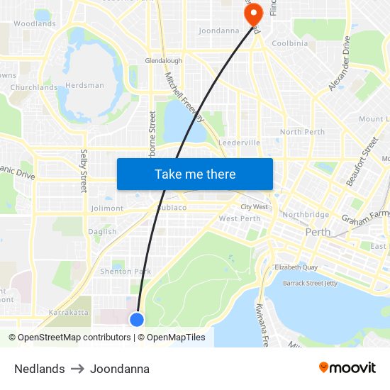 Nedlands to Joondanna map