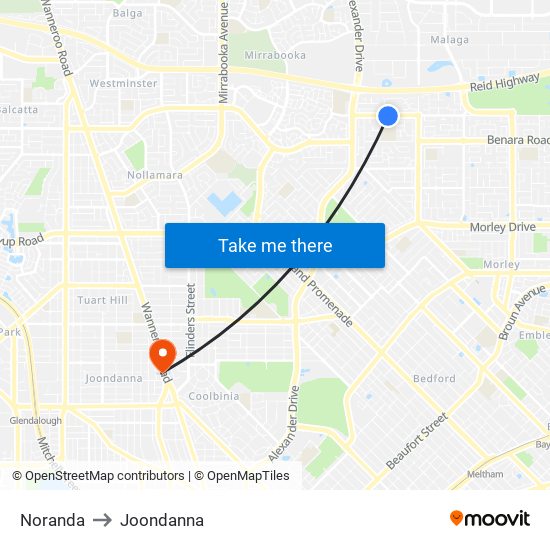 Noranda to Joondanna map