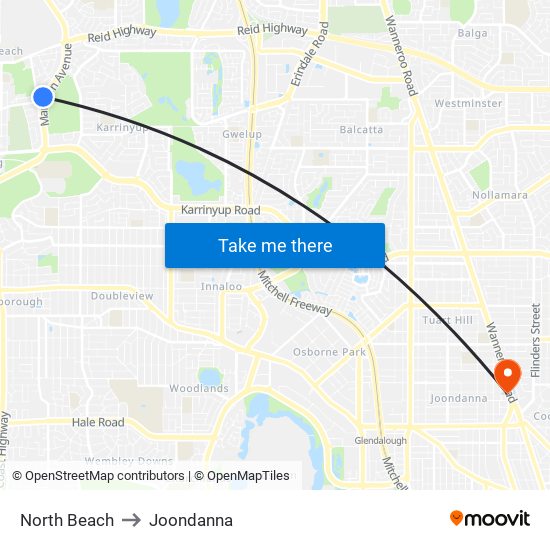 North Beach to Joondanna map