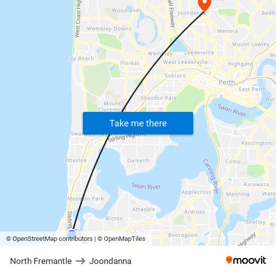 North Fremantle to Joondanna map