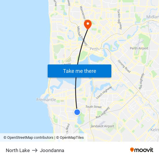 North Lake to Joondanna map