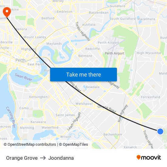 Orange Grove to Joondanna map