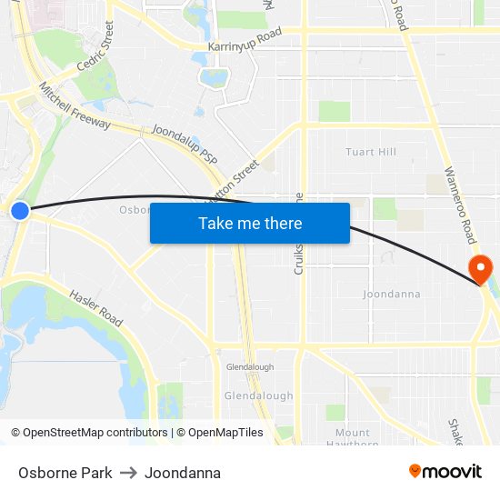 Osborne Park to Joondanna map