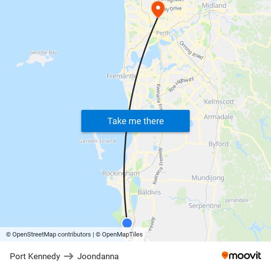 Port Kennedy to Joondanna map