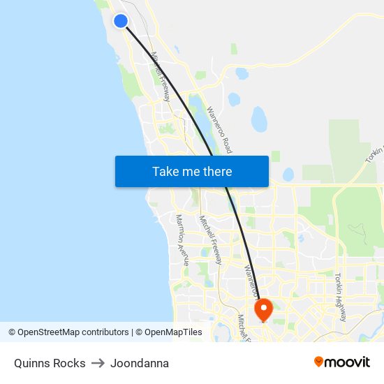 Quinns Rocks to Joondanna map